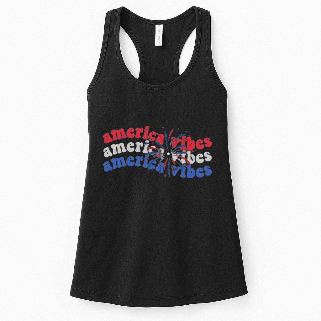 Cool Wavy America Vibes Fireworks Womens Tank Top