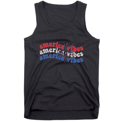 Cool Wavy America Vibes Fireworks Tank Top