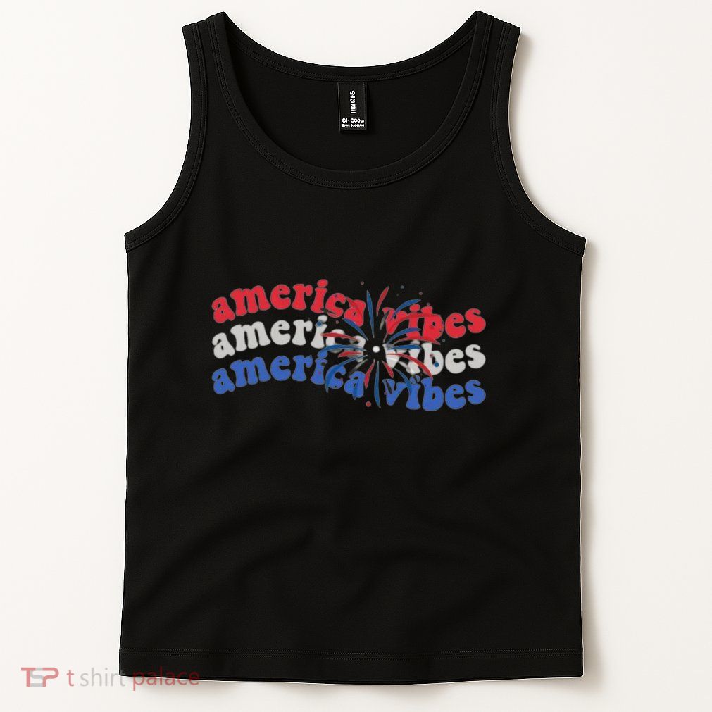 Cool Wavy America Vibes Fireworks Tank Top