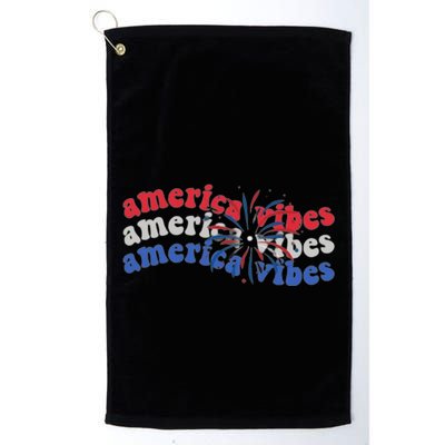 Cool Wavy America Vibes Fireworks Golf Towel