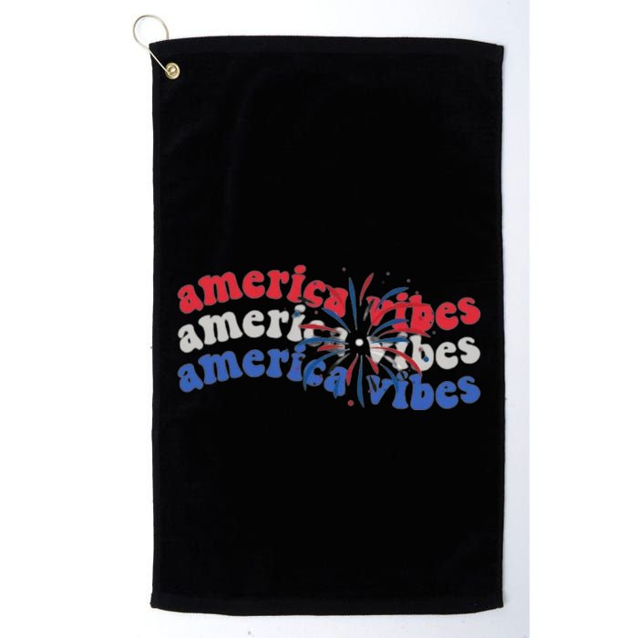 Cool Wavy America Vibes Fireworks Golf Towel