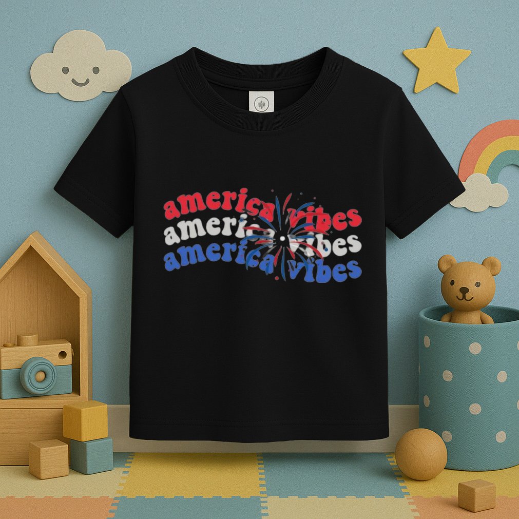 Cool Wavy America Vibes Fireworks Toddler T-Shirt