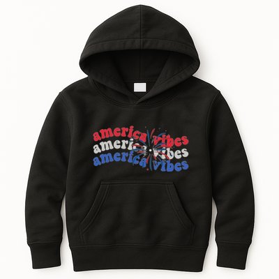 Cool Wavy America Vibes Fireworks Kids Hoodie