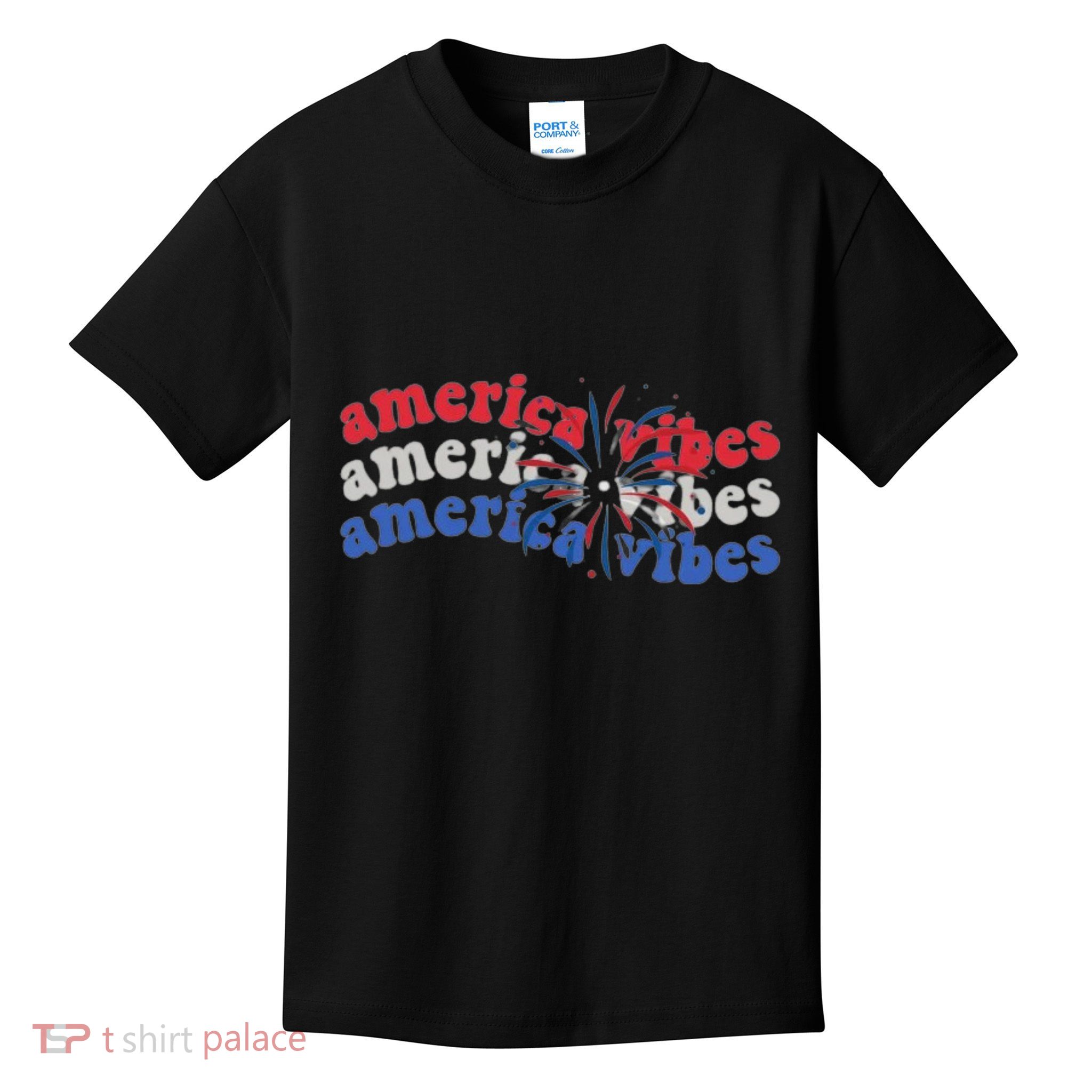 Cool Wavy America Vibes Fireworks Kids T-Shirt