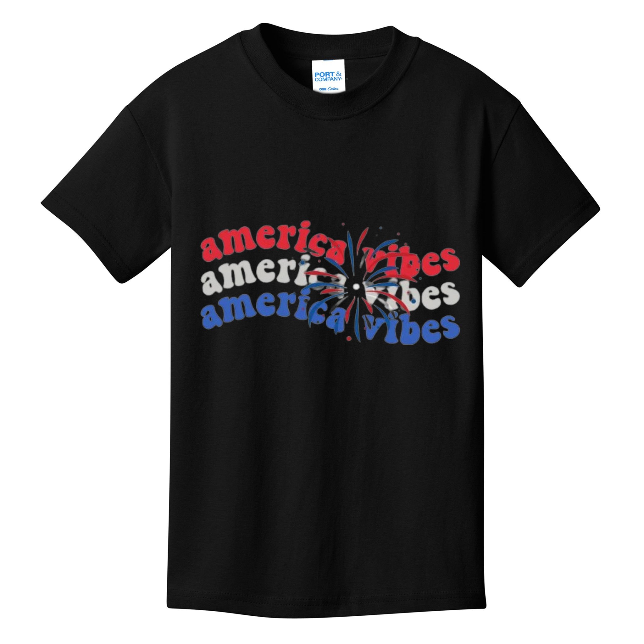 Cool Wavy America Vibes Fireworks Kids T-Shirt