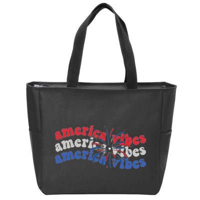 Cool Wavy America Vibes Fireworks Zip Tote Bag