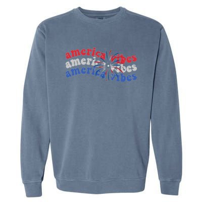 Cool Wavy America Vibes Fireworks Garment-Dyed Sweatshirt