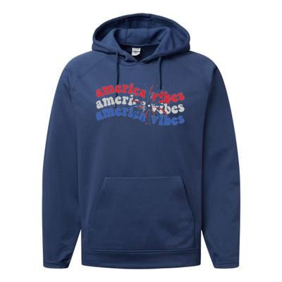 Cool Wavy America Vibes Fireworks Performance Fleece Hoodie