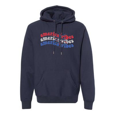 Cool Wavy America Vibes Fireworks Premium Hoodie