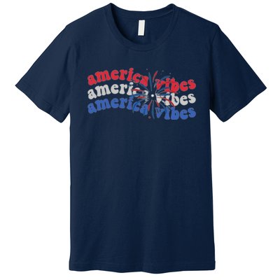 Cool Wavy America Vibes Fireworks Premium T-Shirt