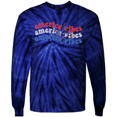 Cool Wavy America Vibes Fireworks Tie-Dye Long Sleeve Shirt