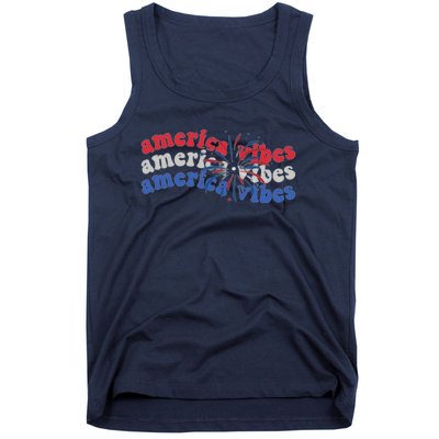 Cool Wavy America Vibes Fireworks Tank Top