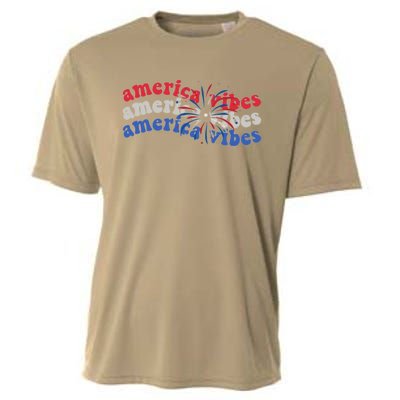 Cool Wavy America Vibes Fireworks Cooling Performance Crew T-Shirt