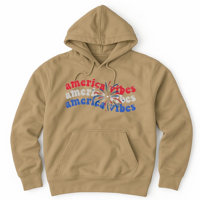 Cool Wavy America Vibes Fireworks Hoodie