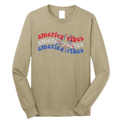 Cool Wavy America Vibes Fireworks Long Sleeve Shirt