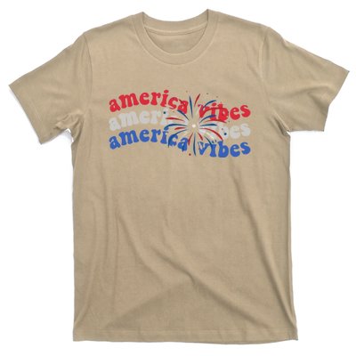 Cool Wavy America Vibes Fireworks T-Shirt