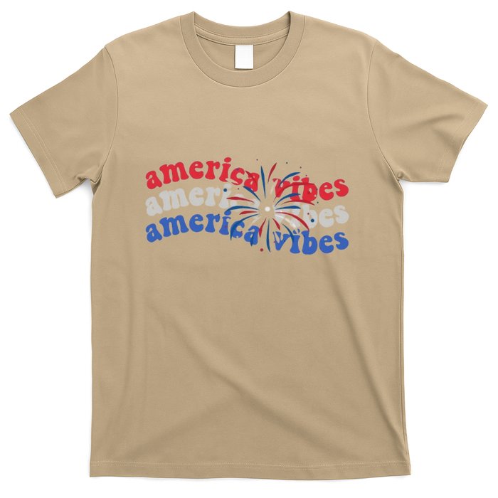Cool Wavy America Vibes Fireworks T-Shirt