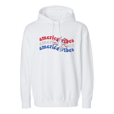 Cool Wavy America Vibes Fireworks Garment-Dyed Fleece Hoodie