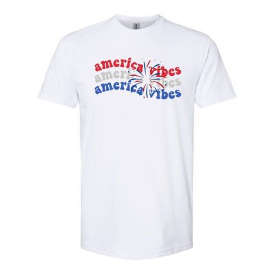 Cool Wavy America Vibes Fireworks Softstyle CVC T-Shirt