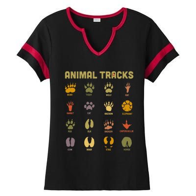 Children's Wild Animal Tracks Childrens Learning Design Ladies Halftime Notch Neck Tee