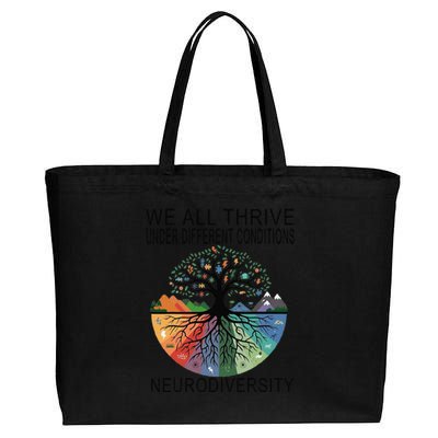 Cute We All Thrive Under Different Conditions Neurodiversity Cotton Canvas Jumbo Tote