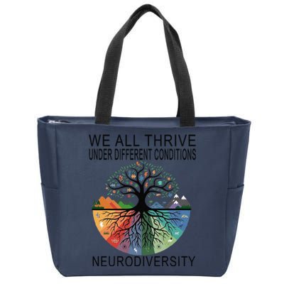 Cute We All Thrive Under Different Conditions Neurodiversity Zip Tote Bag