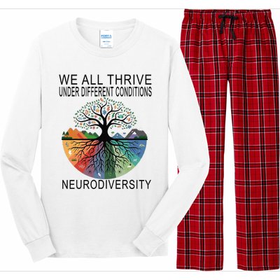 Cute We All Thrive Under Different Conditions Neurodiversity Long Sleeve Pajama Set