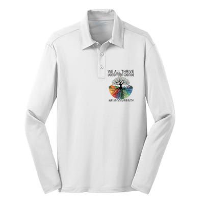 Cute We All Thrive Under Different Conditions Neurodiversity Silk Touch Performance Long Sleeve Polo