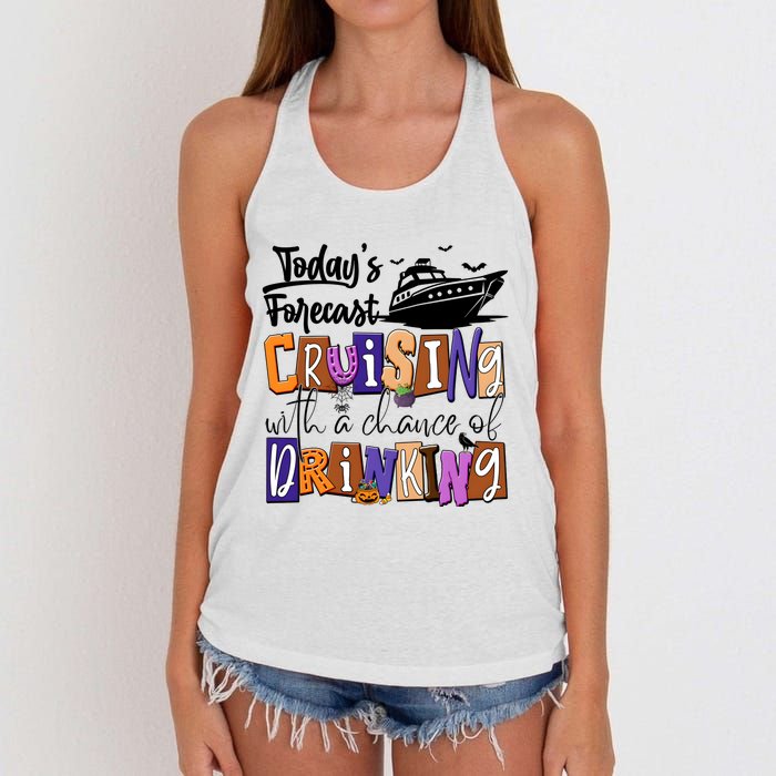 Cruising With A Chance Of Drinking Funny Halloween Women's Knotted Racerback Tank