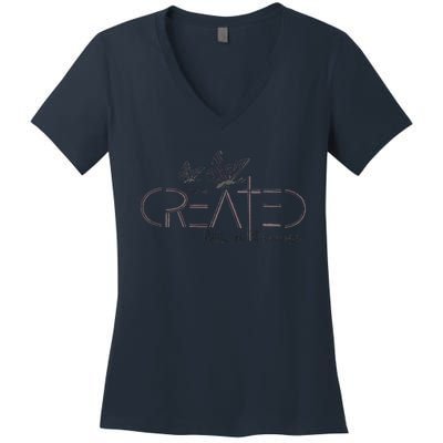 Created With A Purpose Christian Women's V-Neck T-Shirt