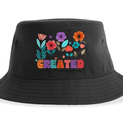 Created With A Purpose Jesus Christian Flower Wildflower Sustainable Bucket Hat