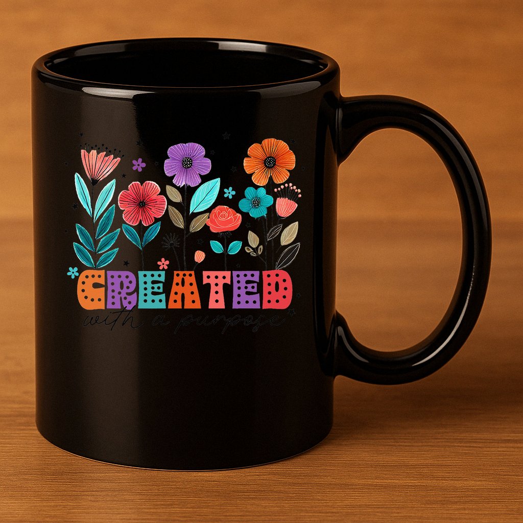 Created With A Purpose Jesus Christian Flower Wildflower 11oz C Handle Ceramic Mug