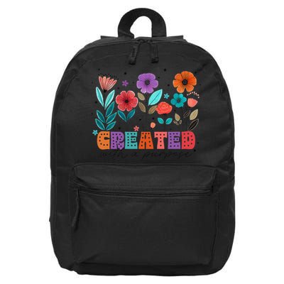 Created With A Purpose Jesus Christian Flower Wildflower 16 in Basic Backpack