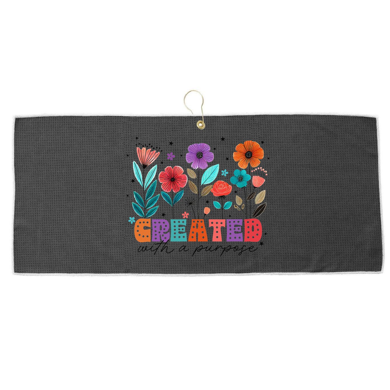 Created With A Purpose Jesus Christian Flower Wildflower Large Microfiber Waffle Golf Towel