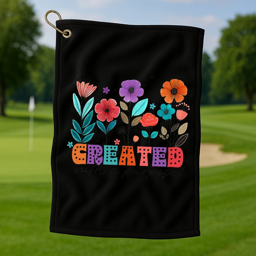 Created With A Purpose Jesus Christian Flower Wildflower Golf Towel