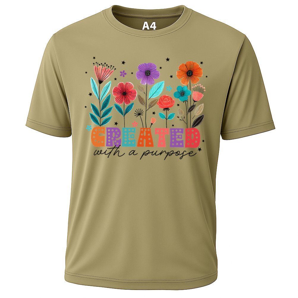 Created With A Purpose Jesus Christian Flower Wildflower Performance Shirt