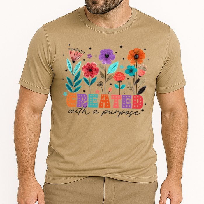 Created With A Purpose Jesus Christian Flower Wildflower Performance Shirt