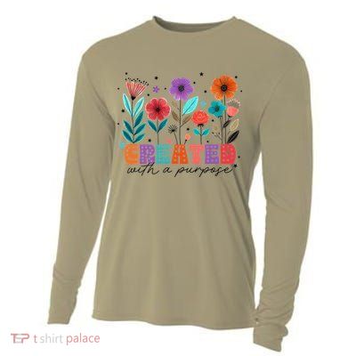 Created With A Purpose Jesus Christian Flower Wildflower Cooling Performance Long Sleeve Crew