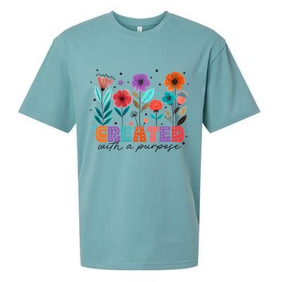 Created With A Purpose Jesus Christian Flower Wildflower Sueded Cloud Jersey T-Shirt
