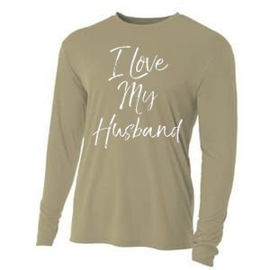 Cute Wedding Anniversary Gift For Wife I Love My Husband Cooling Performance Long Sleeve Crew