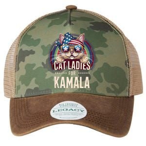 Cat With American Flag Bandana Cat Ladies For Kamala Legacy Tie Dye Trucker Hat