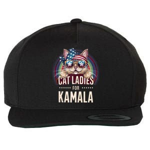 Cat With American Flag Bandana Cat Ladies For Kamala Wool Snapback Cap