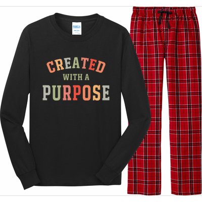 Created With A Purpose Jesus Faith Quote Colorful Long Sleeve Pajama Set