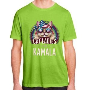 Cat With American Flag Bandana Cat Ladies For Kamala Gift Adult ChromaSoft Performance T-Shirt