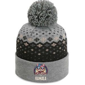 Cat With American Flag Bandana Cat Ladies For Kamala Gift The Baniff Cuffed Pom Beanie