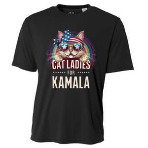 Cat With American Flag Bandana Cat Ladies For Kamala Gift Cooling Performance Crew T-Shirt