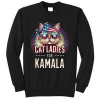 Cat With American Flag Bandana Cat Ladies For Kamala Gift Sweatshirt