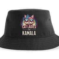 Cat With American Flag Bandana Cat Ladies For Kamala Gift Sustainable Bucket Hat