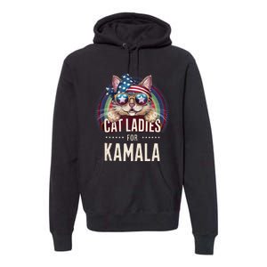 Cat With American Flag Bandana Cat Ladies For Kamala Gift Premium Hoodie