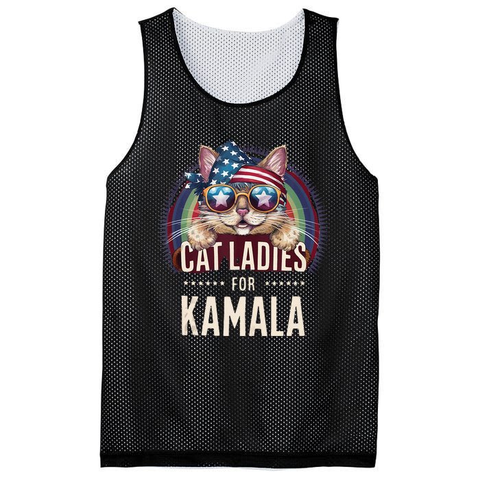 Cat With American Flag Bandana Cat Ladies For Kamala Gift Mesh Reversible Basketball Jersey Tank